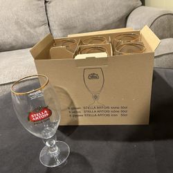 6 New Stella Artois Glasses