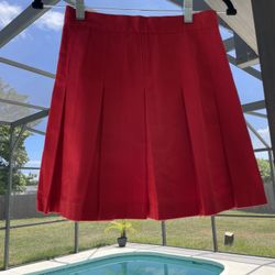 Red Pleated Skirt 