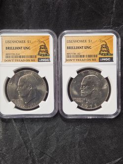 NGC Brilliant UNC Eisenhower Dollar Coin Pair