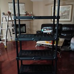 Hart Black Plastic 5-Tier Shelf 36" W x 18" D x 72" H, Up to 750 lb Total Capacity