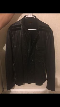 Diesel black and gold leather jacket