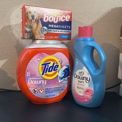 Tide Pods Laundry Bundle 25XL, Downy Softener And Dryer Sheets 