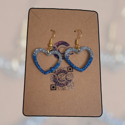 Midnight Blue & Silver Sparkle Resin Hearts