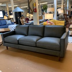 Top Grain Gray Leather Sofa