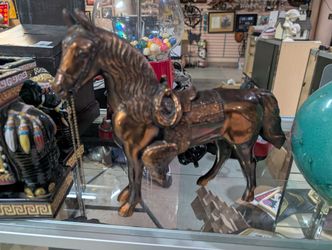 Vintage Copper Tone Horse Figurine Decorative Sculpture Equestrian Home Decor