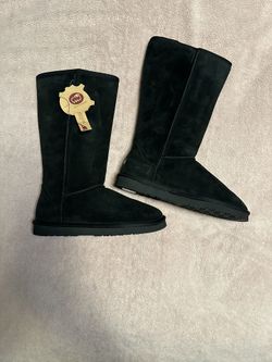 Black Suede Leather Boots Size 8