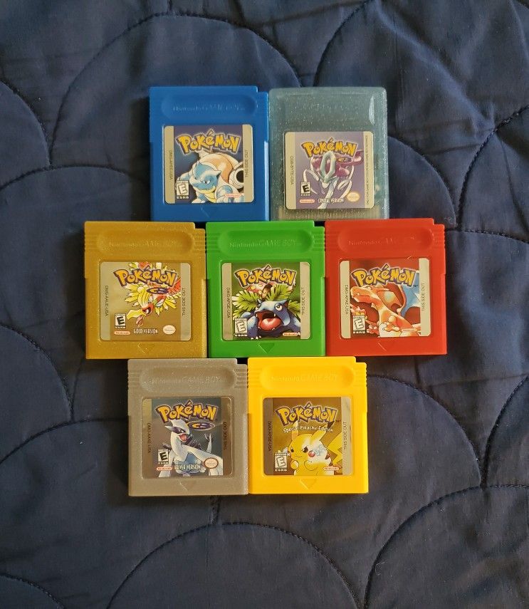 Pokemon Blue, Crystal, Gold, Green, Red, Silver, Yellow GBC Video