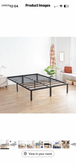 Olee Sleep 14 Inch Heavy Duty Steel Slat Anti-Slip Support, Easy Assembly Platform Bed Frame, Noise Free Steel Mattress Foundation, Maximum Storage, N