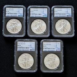 2017 American Eagle 1oz pure .999 silver NGC graded MS70 coins