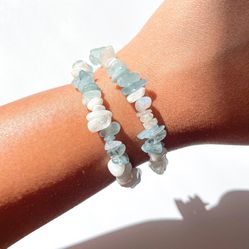 Aquamarine and Moonstone Crystal Chip Bracelet