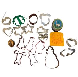 Large LOT Cookie Cutters Holiday Baking Christmas Valentines Day Easter Football