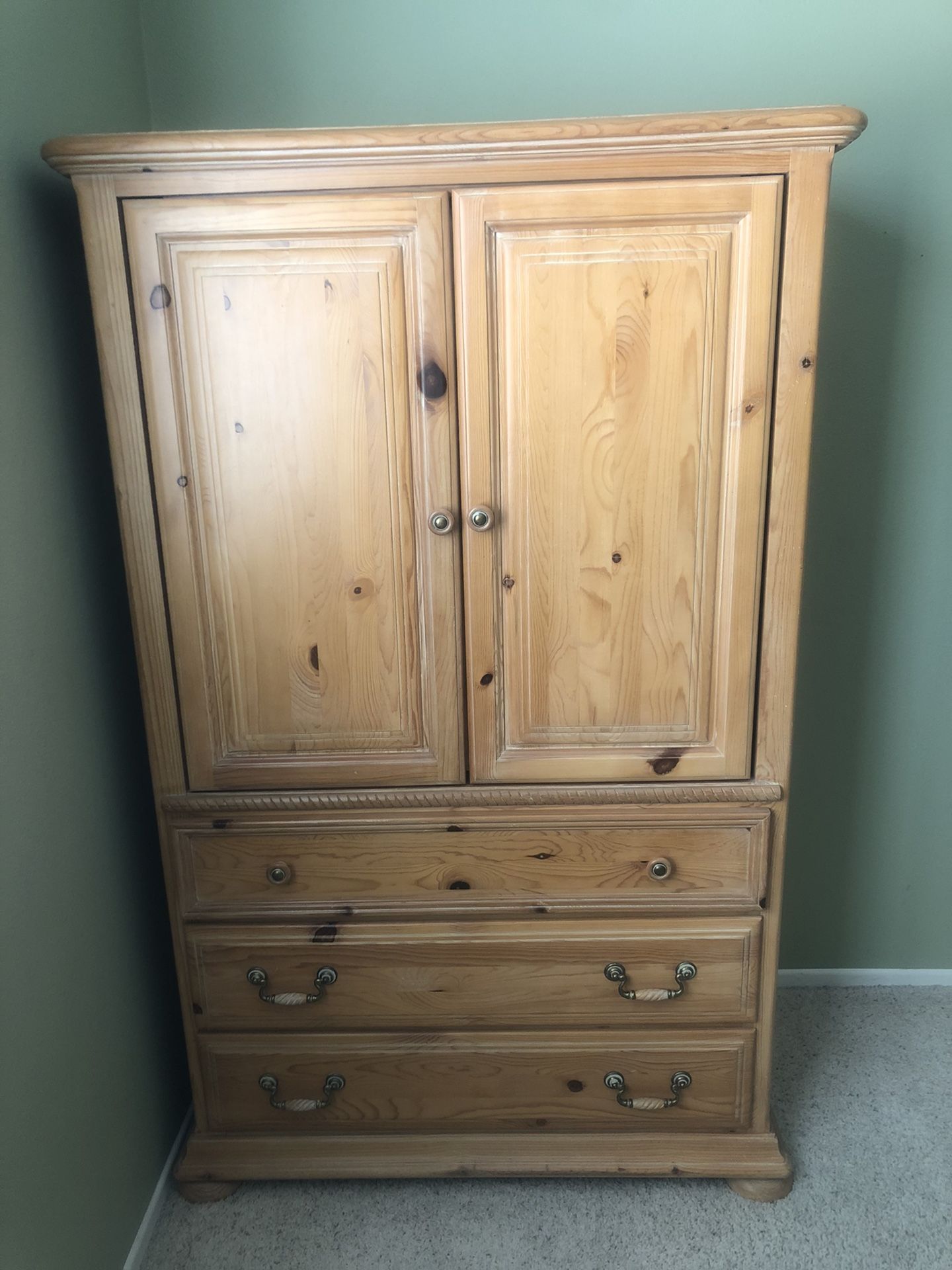 White Washed Wood Armoire Dresser