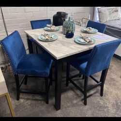 5pc Faux Marble Top Table Set New Black And Whiye Chair Colors Available 