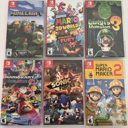 Mint Nintendo switch games lot of 6 Mario 3d world Luiguis mansion Minecraft