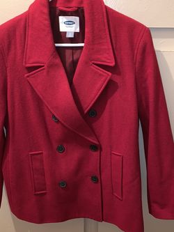 Old Navy Red Button PeaCoat Women-L