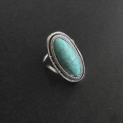 TURQUOISE NEW BLUE HOWLITE SILVER SIZE 7 LADIES STUNNING RING