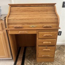 Roll Top oak wood Desk