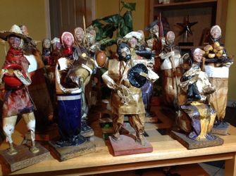 Handmade papier-mâché figures