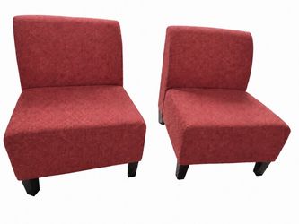 Set of 2 Red Armless Accent Chairs