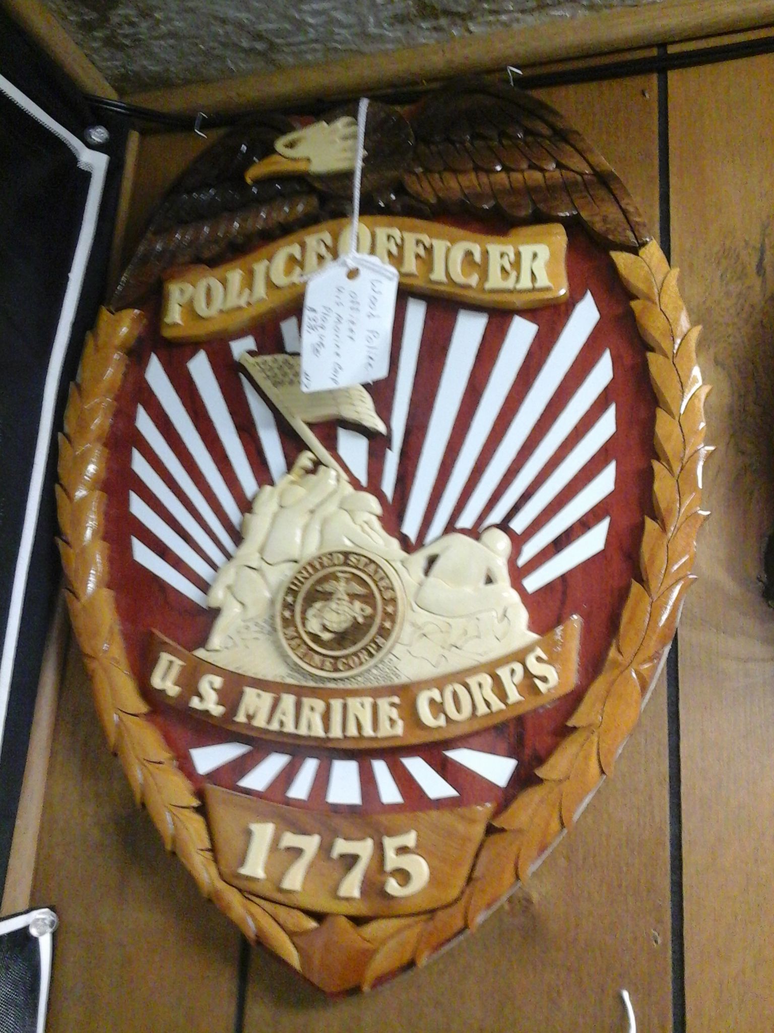 Handcrafted Wood Police Officer Plaque