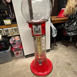 New Unused Red 57” H Spiral Gumball Machine