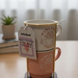 Set Of 2 Tazas (Coffee Mugs) With Rack
