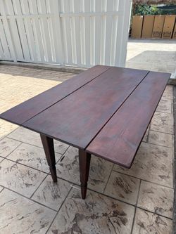 Antique Wood Drop-Leaf Dining Table