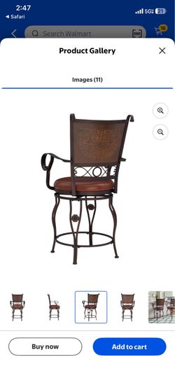 Home Square 24" Tall Metal Stamped Back Counter Stool in Bronze - Set of 3