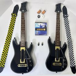 PS3 Guitar Hero Live Dual Guitar Bundle  w/ 2 x DONGLES -Game -Straps + More