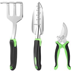 Garden Tool Set, Stainless Steel Gardening Tool Set, with Non-Slip Rubber Grip, Outdoor Hand Tools, Ideal Garden Tool Kit Gifts for Women and Men