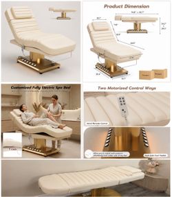 Electric Spa Massage Table with Gold Base