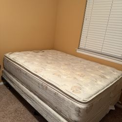 Full Pillow top Mattress with Box Spring and Bed Frame
