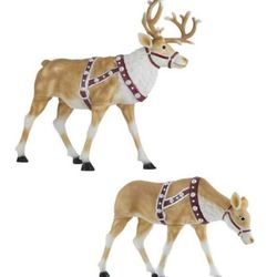 NEW Set Of 2 Blow Mold Reindeer 4.5 Feet Tall LED Lights Christmas Decoration Sculptures Outdoor Yard Lights