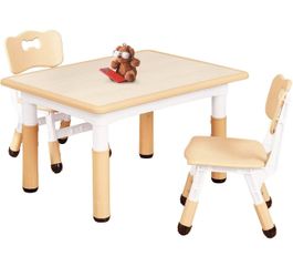 Kids Table and 2 Chairs Set for Ages 3-8,Natural