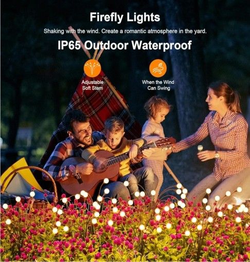 ASMAD Solar Lights Outdoor(8-Pack, 64 LEDs), Solar Garden Lights, Outdoor Decorations, Firefly Light for P