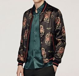 Zara Black Satin Bomber Jacket - Small