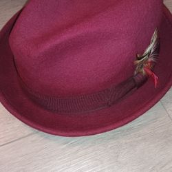 Scala Burgundy Wool Felt Godfather Dress Hat