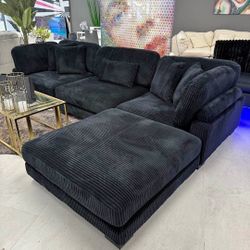 Black Sectional Sofa 🛋 Modular 4 Pcs NEW Extra Large 135x90