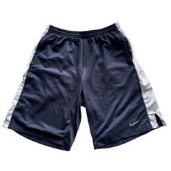 NIKE FIT DRY SHORTS MENS SIZE MEDIUM M NAVY WHITE BASKETBALL ATHLETIC