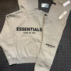 Essential Dark oatmeal Grey set hoodie and pants with tags