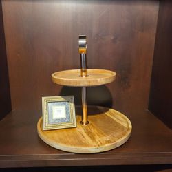 Two-Tier Wooden Serving Stand