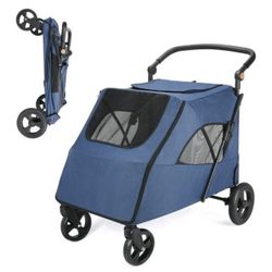 Pet Dog Stroller for Large Dogs - Wedyko Foldable Jogger 4 Wheels Pet Stroller with Adjustable Hand