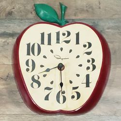 Vintage Ingraham Apple Electric Wall Clock Toastmaster Model 30-312 WORKS GREAT.  10in x 12in