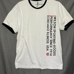 Wilson Short Sleeve T-Shirt XL White With Blue Collar