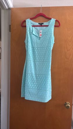 Aqua Blue Eyelet Sleeveless Dress