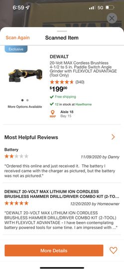 DEWALT 20-Volt MAX Cordless Brushless 4-1/2 to 5 in. Paddle Switch Angle Grinder with FLEXVOLT ADVANTAGE (Tool Only)