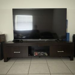 TV Stand Only – Modern Dark Wood Media Console (No TV)