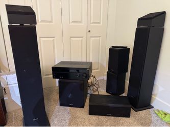 Sony Home Theater Speaker System + STR-DH750 Receiver + SA-CS9 10” sub (Selling as a set)