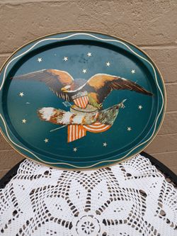 METAL TRAY WITH EAGLE AND FLAG