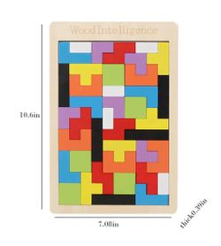 Large Wooden Blocks Puzzle Toy Geometric Tangram Brain Teaser